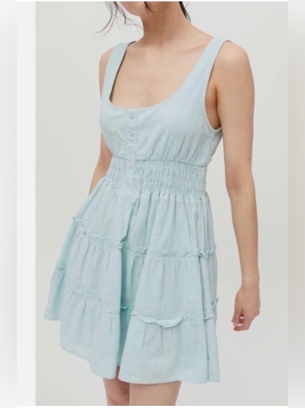 Urban Outfitters Hailey Tiered Mini Dress Light Blue Size S